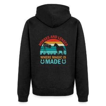 Pferdefotografie Reiten Pferde Hobby Ph - Unisex Premium Bio Zip Hoodie - Schwarz - Hinten - Nico (187cm)