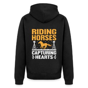 Pferdefotografie Reiten Pferde Hobby Ph - Unisex Premium Bio Zip Hoodie - Schwarz - Hinten - Nico (187cm)