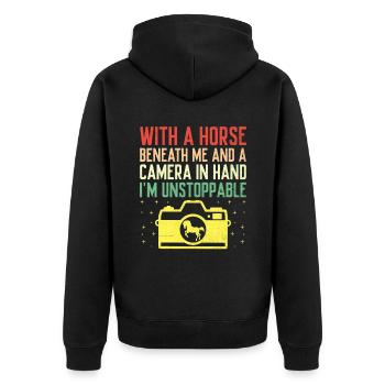 Pferdefotografie Reiten Pferde Hobby Ph - Unisex Premium Bio Zip Hoodie - Schwarz - Hinten - Nico (187cm)
