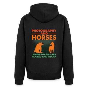 Pferdefotografie Reiten Pferde Hobby Ph - Unisex Premium Bio Zip Hoodie - Schwarz - Hinten - Nico (187cm)