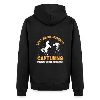 Pferdefotografie Reiten Pferde Hobby Ph - Unisex Premium Bio Zip Hoodie - Schwarz - Hinten - Nico (187cm)