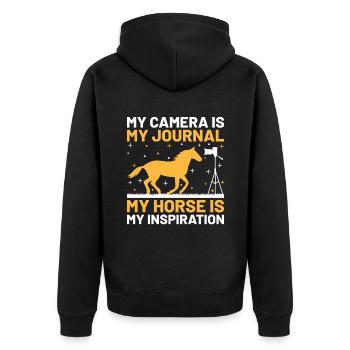 Pferdefotografie Reiten Pferde Hobby Ph - Unisex Premium Bio Zip Hoodie - Schwarz - Hinten - Nico (187cm)