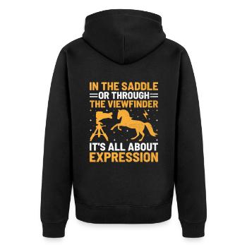 Pferdefotografie Reiten Pferde Hobby Ph - Unisex Premium Bio Zip Hoodie - Schwarz - Hinten - Nico (187cm)