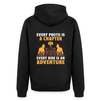 Pferdefotografie Reiten Pferde Hobby Ph - Unisex Premium Bio Zip Hoodie - Schwarz - Hinten - Nico (187cm)