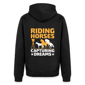 Pferdefotografie Reiten Pferde Hobby Ph - Unisex Premium Bio Zip Hoodie - Schwarz - Hinten - Nico (187cm)