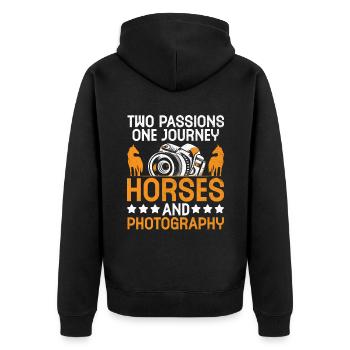 Pferdefotografie Reiten Pferde Hobby Ph - Unisex Premium Bio Zip Hoodie - Schwarz - Hinten - Nico (187cm)