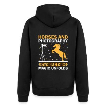 Pferdefotografie Reiten Pferde Hobby Ph - Unisex Premium Bio Zip Hoodie - Schwarz - Hinten - Nico (187cm)