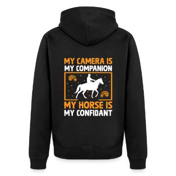 Pferdefotografie Reiten Pferde Hobby Ph - Unisex Premium Bio Zip Hoodie - Schwarz - Hinten - Nico (187cm)