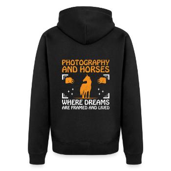 Pferdefotografie Reiten Pferde Hobby Ph - Unisex Premium Bio Zip Hoodie - Schwarz - Hinten - Nico (187cm)