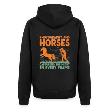Pferdefotografie Reiten Pferde Hobby Ph - Unisex Premium Bio Zip Hoodie - Schwarz - Hinten - Nico (187cm)