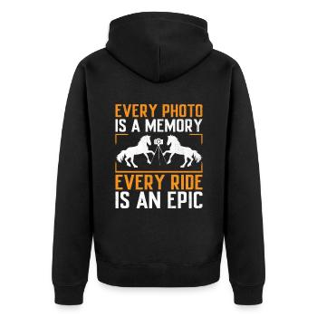 Pferdefotografie Reiten Pferde Hobby Ph - Unisex Premium Bio Zip Hoodie - Schwarz - Hinten - Nico (187cm)