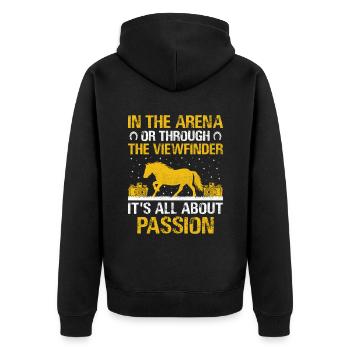Pferdefotografie Reiten Pferde Hobby Ph - Unisex Premium Bio Zip Hoodie - Schwarz - Hinten - Nico (187cm)