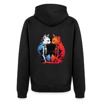 Cottagecore Asthetik Goth Katze - Unisex Premium Bio Zip Hoodie - Schwarz - Hinten - Nico (187cm)