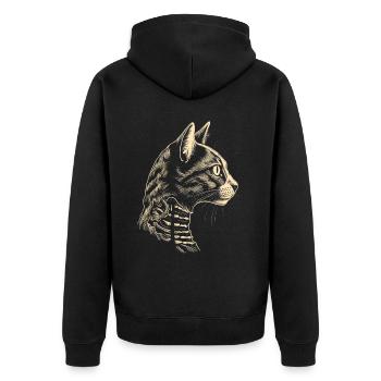 Cottagecore Gothic Skelett Katzen Silhouette - Unisex Premium Bio Zip Hoodie - Schwarz - Hinten - Nico (187cm)