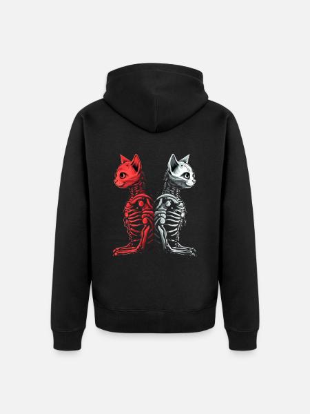 Beautiful Gothic Cats in Cottagecore Style - Unisex Premium Organic Zip Hoodie - black