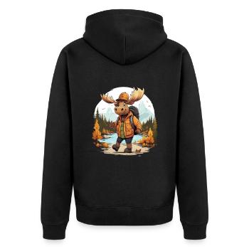 Wandering Moose Outdoors - Nature Hiking Graphic - Unisex Premium Organic Zip Hoodie - black - Back - Nico (187cm)