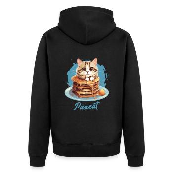 Cute Pancake Cat - Funny Pancat Graphic - Unisex Premium Organic Zip Hoodie - black - Back - Nico (187cm)