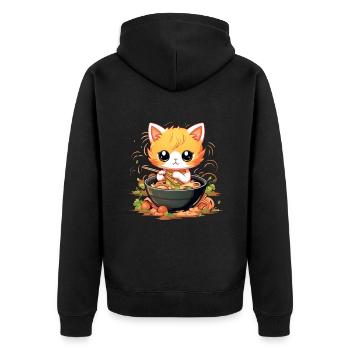 Süße Ramen Katze - Lustiges Ramen Kitty Design - Unisex Premium Bio Zip Hoodie - Schwarz - Hinten - Nico (187cm)