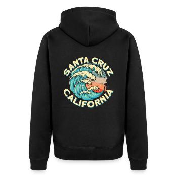 Années 70 Années 80 Dans La Ville Californienne De Santa Cruz - Veste à capuche bio Premium Unisexe - noir - Dos - Nico (187cm)
