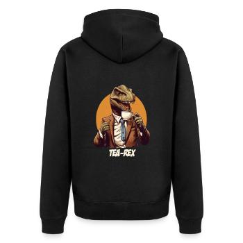 Tea-Rex - Funny Dinosaur Tea Design - Unisex Premium Organic Zip Hoodie - black - Back - Nico (187cm)