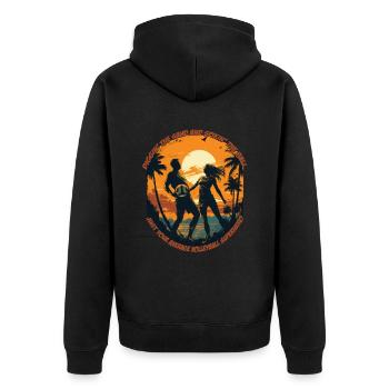 Sommerliches Strandvolleyball-Abenteuer: Volleybal - Unisex Premium Bio Zip Hoodie - Schwarz - Hinten - Nico (187cm)