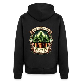 Ich Bin Dieser Legendäre Gärtner Cannabis - Unisex Premium Bio Zip Hoodie - Schwarz - Hinten - Nico (187cm)