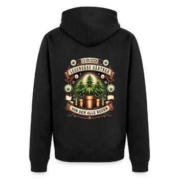 Ich Bin Dieser Legendäre Gärtner Cannabis - Unisex Premium Bio Zip Hoodie - Schwarz - Hinten - Nico (187cm)