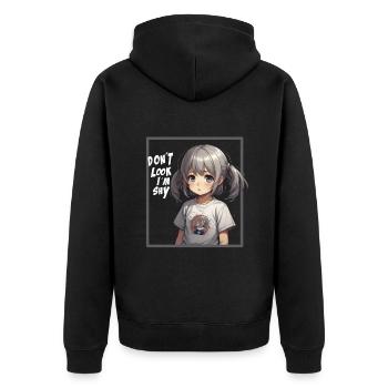 Timide Anime Girl : Style Kawaii pour Otakus - Veste à capuche bio Premium Unisexe - noir - Dos - Nico (187cm)