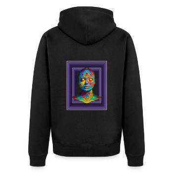 Trippy Face - Ein psychedelisches Meisterwerk für - Unisex Premium Bio Zip Hoodie - Schwarz - Hinten - Nico (187cm)
