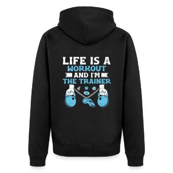Sportlehrer Sportlehrer Schullehrer - Unisex Premium Bio Zip Hoodie - Schwarz - Hinten - Nico (187cm)