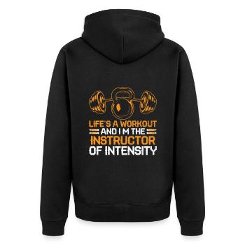 Sportlehrer Sportlehrer Schullehrer - Unisex Premium Bio Zip Hoodie - Schwarz - Hinten - Nico (187cm)