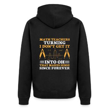 Mathelehrer Schullehrer Lustige Mathelehrer S - Unisex Premium Bio Zip Hoodie - Schwarz - Hinten - Nico (187cm)