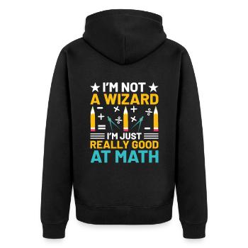 Mathelehrer Schullehrer Lustige Mathelehrer S - Unisex Premium Bio Zip Hoodie - Schwarz - Hinten - Nico (187cm)