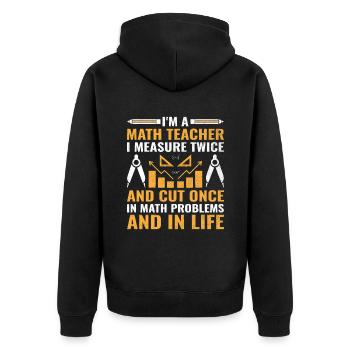 Mathelehrer Schullehrer Lustige Mathelehrer S - Unisex Premium Bio Zip Hoodie - Schwarz - Hinten - Nico (187cm)