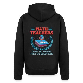 Professeur de mathématiques Professeur d’école Professeur de mathématiques drôle S - Veste à capuche bio Premium Unisexe - noir - Dos - Nico (187cm)