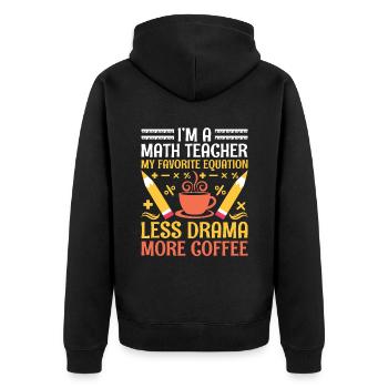 Mathelehrer Schullehrer Lustige Mathelehrer S - Unisex Premium Bio Zip Hoodie - Schwarz - Hinten - Nico (187cm)
