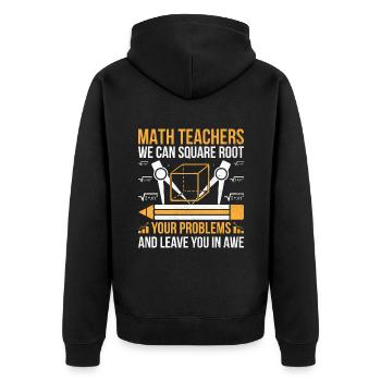 Mathelehrer Schullehrer Lustige Mathelehrer S - Unisex Premium Bio Zip Hoodie - Schwarz - Hinten - Nico (187cm)
