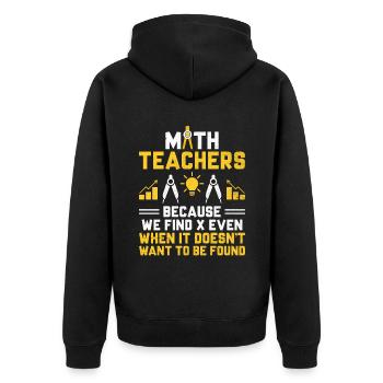 Mathelehrer Schullehrer Lustige Mathelehrer S - Unisex Premium Bio Zip Hoodie - Schwarz - Hinten - Nico (187cm)