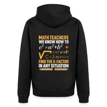 Mathelehrer Schullehrer Lustige Mathelehrer S - Unisex Premium Bio Zip Hoodie - Schwarz - Hinten - Nico (187cm)