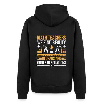 Professeur de mathématiques Professeur d’école Professeur de mathématiques drôle S - Veste à capuche bio Premium Unisexe - noir - Dos - Nico (187cm)