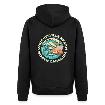 Wrightsville Beach, North Carolina - Unisex Premium Bio Zip Hoodie - Schwarz - Hinten - Nico (187cm)