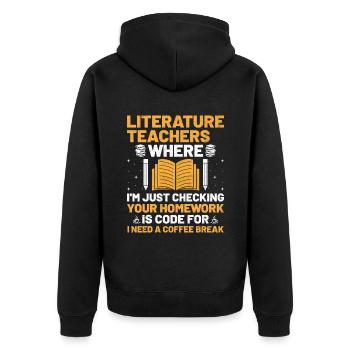 Professeur de littérature Professeur d’école Professeur drôle S - Veste à capuche bio Premium Unisexe - noir - Dos - Nico (187cm)