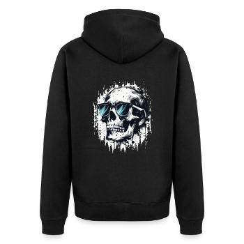 Colorful skull with sunglasses skull with sunglasses - Unisex Premium Organic Zip Hoodie - black - Back - Nico (187cm)