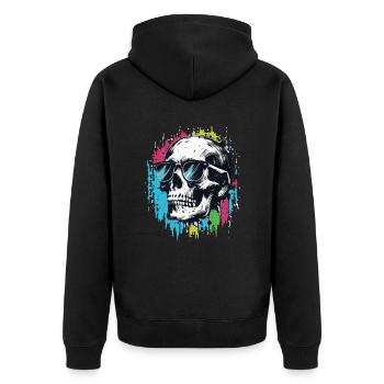 Skull with sunglasses Skull with lots - Unisex Premium Organic Zip Hoodie - black - Back - Nico (187cm)