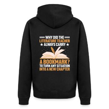 Professeur de littérature Professeur d’école Professeur drôle S - Veste à capuche bio Premium Unisexe - noir - Dos - Nico (187cm)