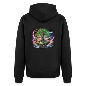The cosmos with our "space tree" design - Unisex Premium Organic Zip Hoodie - black - Back - Nico (187cm)