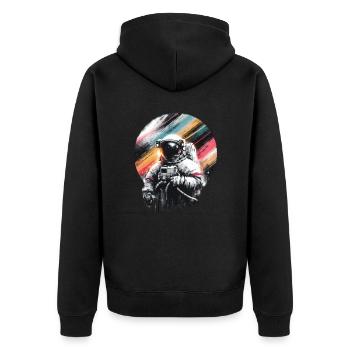 Greifen Sie Nach Den Sternen Mit Unserem - Unisex Premium Bio Zip Hoodie - Schwarz - Hinten - Nico (187cm)