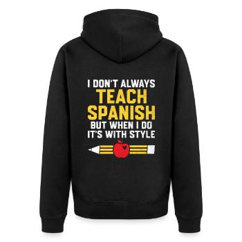 Professeur de langues étrangères École Professeurs de langues - Veste à capuche bio Premium Unisexe - noir - Dos - Nico (187cm)
