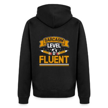 Fremdsprachenlehrer Schule Sprachlehrer - Unisex Premium Bio Zip Hoodie - Schwarz - Hinten - Nico (187cm)