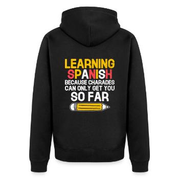 Professeur de langues étrangères École Professeurs de langues - Veste à capuche bio Premium Unisexe - noir - Dos - Nico (187cm)